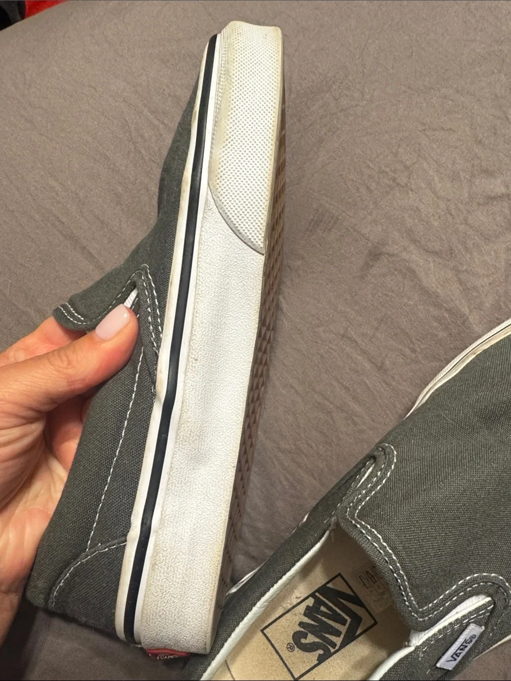 Vans Slip-On Canvas Sneakers - Gray/White Trim